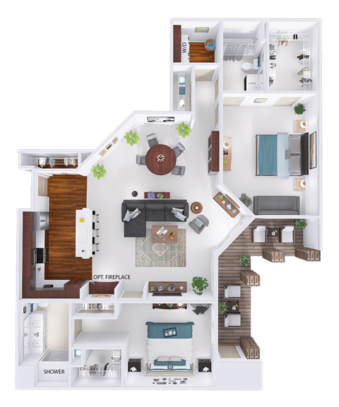 a floor plan of a house with bedrooms and a living room